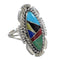 Genuine Sterling Silver Southwestern Multicolor Inlay Ring Size 8-1/2 QX77767
